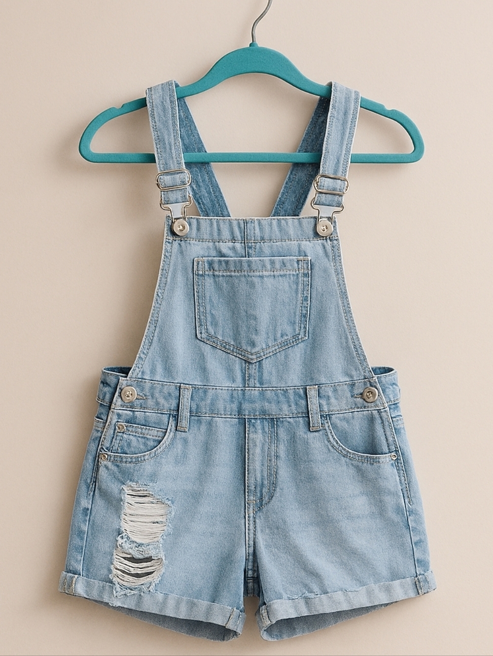 Dollhouse Light Blue Denim Overalls Shorts Size 28